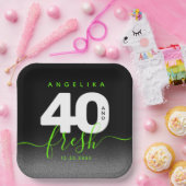 Assiettes En Carton Fille moderne vert brillant 40 et frais (Fête)