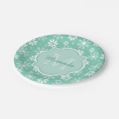 Assiettes En Carton Fille Monogramme Monnaie Blanc Fleurs de marguerit (Angle)