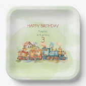 Assiettes En Carton Fille moteur de train 3e anniversaire (Recto)