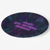 Assiettes En Carton Fille Neon violet rose brillant (Angle)