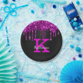 Assiettes En Carton Fille Noir Neon Plum Parties scintillant Drivers N (Fête)