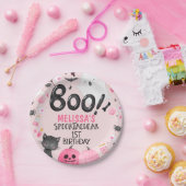 Assiettes En Carton Fille noire rose Boo Halloween anniversaire (Fête)