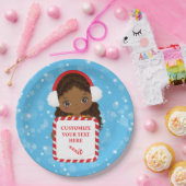 Assiettes En Carton Fille noire tenant des bonbons Xmas Cadre Plaque d (Fête)