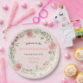 Assiettes En Carton Fille nuptiale de l'Annaprashan Watercolor Wreath (Fête)