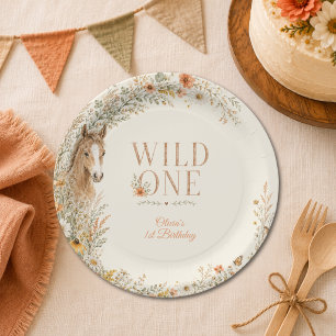 Assiettes En Carton Fille Orange Fleur Sauvage Cheval Premier Annivers