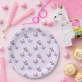Assiettes En Carton Fille papillon violet anniversaire (Fête)