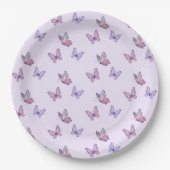 Assiettes En Carton Fille papillon violet anniversaire (Devant)