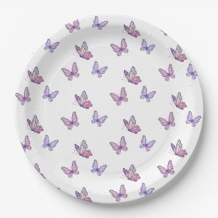 Assiettes En Carton Fille papillon violet anniversaire