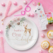 Assiettes En Carton Fille premier anniversaire hiver Un seul cerf anni (Fête)