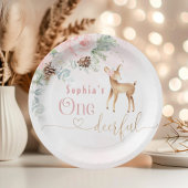 Assiettes En Carton Fille premier anniversaire hiver Un seul cerf anni