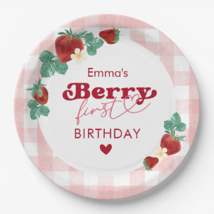 Assiettes En Carton Fille première année Berry 1er anniversaire Fraise