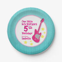 Fille Rockstar Anniversaire avec guitare rose