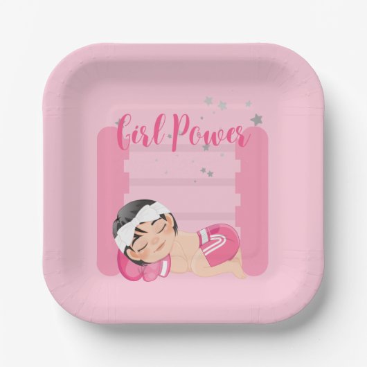 Assiettes En Carton Fille rose (Recto)