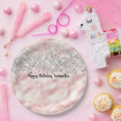 Assiettes En Carton Fille rose argent brillant Parties scintillant éti (Fête)