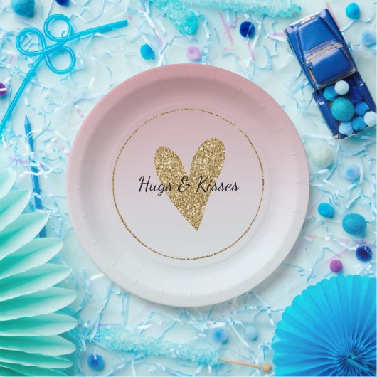 Assiettes En Carton Fille rose blanc Ombre Gold Parties scintillant Co (Fête)