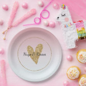 Assiettes En Carton Fille rose blanc Ombre Gold Parties scintillant Co (Fête)