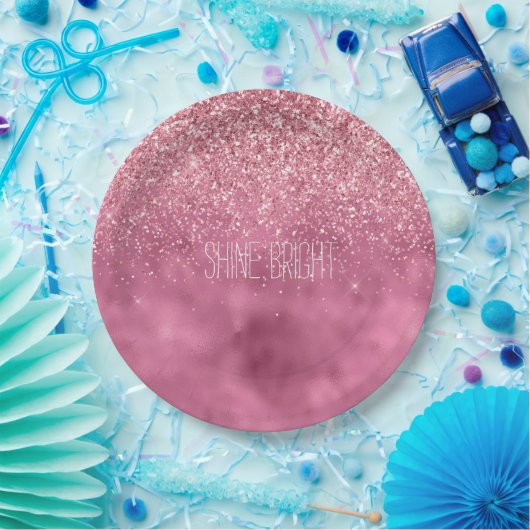 Assiettes En Carton Fille rose brillant Parties scintillant étincelant (Fête)