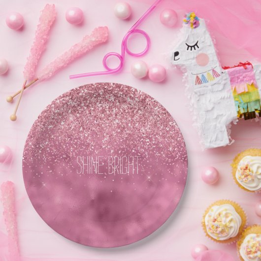 Assiettes En Carton Fille rose brillant Parties scintillant étincelant (Fête)