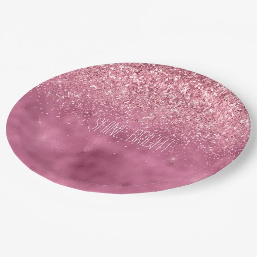Assiettes En Carton Fille rose brillant Parties scintillant étincelant (Angle)