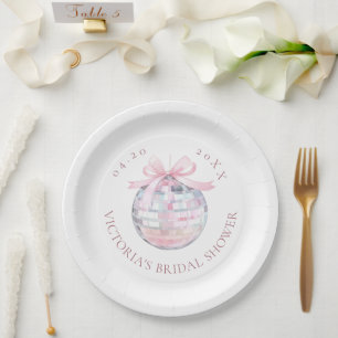 Assiettes En Carton Fille Rose Disco Ball Élégante Fête des mariées ro