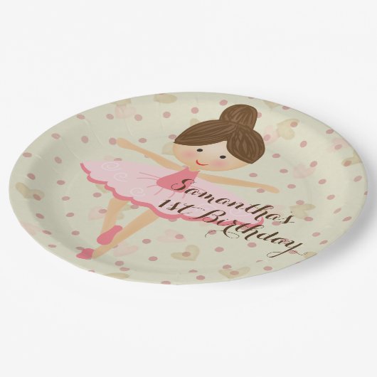 Assiettes En Carton Fille rose et Dreamy Ballerina (Angle)