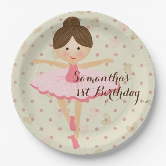 Assiettes En Carton Fille rose et Dreamy Ballerina (Devant)
