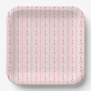 Assiettes En Carton Fille rose et rouge Saint Valentin