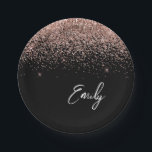 Assiettes En Carton Fille Rose noir or bleu Parties scintillant rose M<br><div class="desc">Black and Rose Gold - Blush Pink Sparkle Parties scintillant Monogramme Nom et Plaques de partie initiale. Cela rend le cadeau parfait pour 16 ans,  mariage,  douche nuptiale,  anniversaire,  baby shower ou bachelorette pour quelqu'un qui aime le luxe glam et les styles chic.</div>