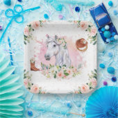 Assiettes En Carton Fille rose pâle Fille Cheval fête d'anniversaire (Fête)