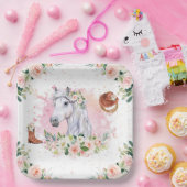 Assiettes En Carton Fille rose pâle Fille Cheval fête d'anniversaire (Fête)