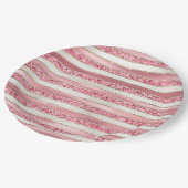 Assiettes En Carton Fille rose perle Parties scintillant rayures (Angle)