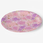 Assiettes En Carton Fille rose Shabby Chic Roses de Parties scintillan (Angle)