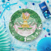 Assiettes En Carton Fille Safari Lion Illustration personnalisée (Fête)