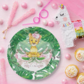 Assiettes En Carton Fille Safari Lion Illustration personnalisée (Fête)
