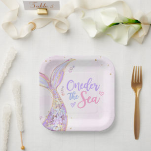 Assiettes En Carton Fille Sirène 1ère fête d'anniversaire