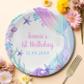 Assiettes En Carton Fille Sirène 1ère fête d'anniversaire