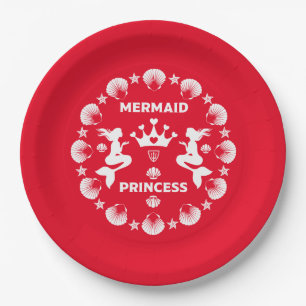Assiettes En Carton Fille Sirène Princesse