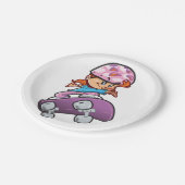 Assiettes En Carton Fille Skateboarder (Angle)