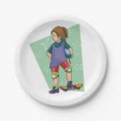 Assiettes En Carton Fille Skateboarder (Devant)
