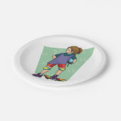 Assiettes En Carton Fille Skateboarder (Angle)