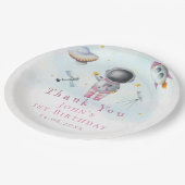 Assiettes En Carton Fille spatiale Une astronaute lance des roquettes  (Angle)