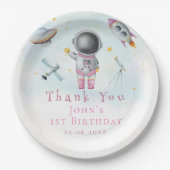 Assiettes En Carton Fille spatiale Une astronaute lance des roquettes  (Devant)