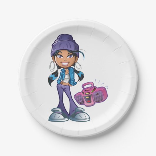 Assiettes En Carton Fille super Avec Stéréo (Devant)