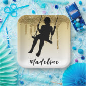 Assiettes En Carton Fille sur Swing Gold Parties scintillant Drip Ombr (Fête)