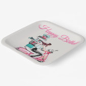 Assiettes En Carton Fille sur un scooter avec des présentateurs (Angulaire)