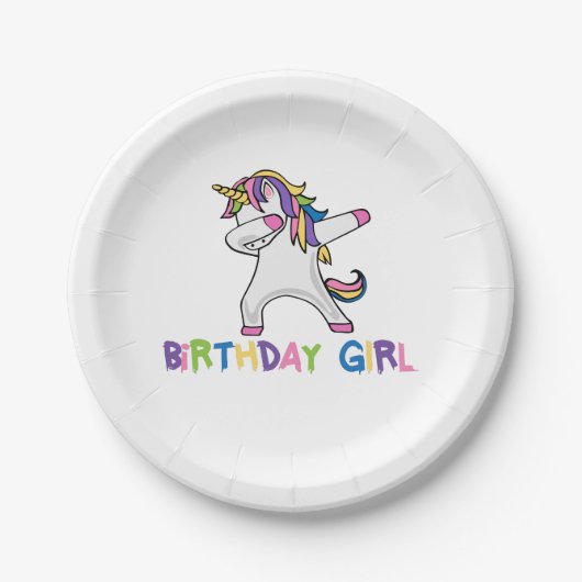 Assiettes En Carton Fille tamponnante brillamment colorée (Devant)