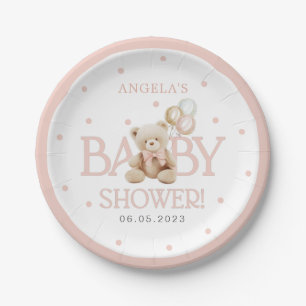 Assiettes En Carton Fille Teddy Ours Nous Pouvons Attendre Baby shower