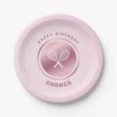 Assiettes En Carton Fille Tennis Anniversaire Fille Rose Ajouter Nom d (Devant)
