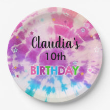 Fille Tiedye anniversaire customisé plaque de papi
