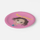 Assiettes En Carton Fille tressée vaisselle d'anniversaire (afro-améri (Angle)